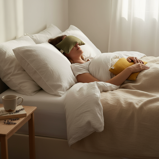 Lifestyle image of Stillness Linen Weighted Eye Pillow