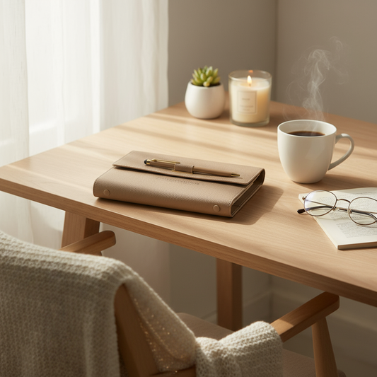 The Still Pages Journal with pen lifestyle image